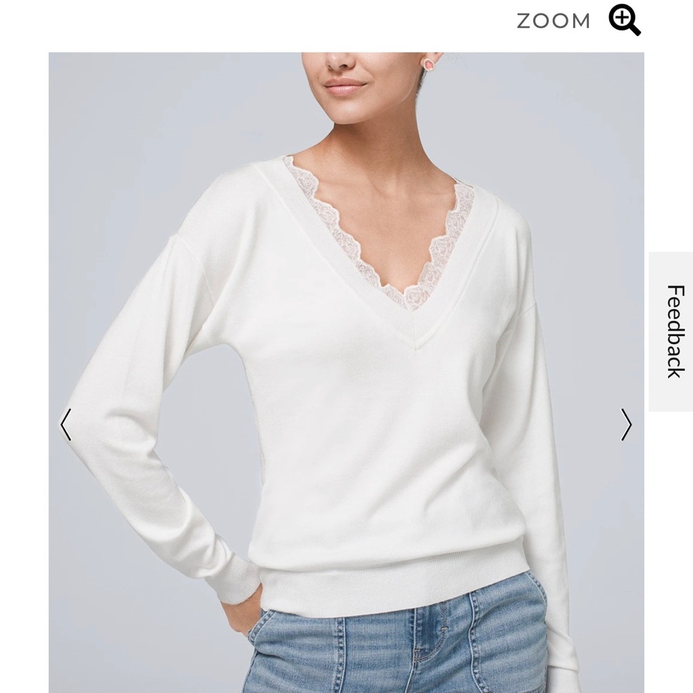WHBM Lace Trim Pull Over